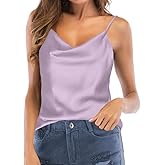 TOUTOUAI Women's Silk Satin Camisole Cowl Neck Tank Top Cami Silky Basic Tank Shirt Blouses