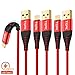 TOPK USB C to A Cable [3-Pack] 6.6ft Fast Charging, Sync Data Transfer, Nylon Braided, Compatible with USB-C Electronics and Android (Red)