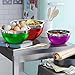 Stainless Steel Mixing Bowls with Lids, Multi-Color Set of 3, Ideal for Salads, Desserts, Meal Preparation and Food Storage, by JazzyD TM.