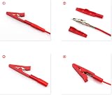 JZK 4Pcs Mini Insulated Crocodile Clips 2mm Banana Socket Red Black 41.2mm view 6