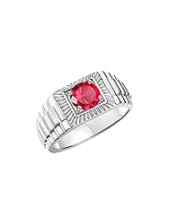 Rylos Men's Ring Sterling Silver Ring, 7MM Round