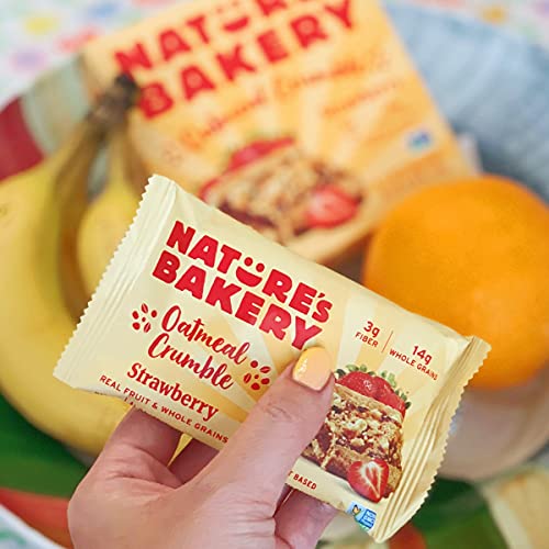 NATURE’S BAKERY OATMEAL CRUMBLE BARS, STRAWBERRY, REAL FRUIT, VEGAN, NON-GMO, BREAKFAST BAR, 1 BOX WITH 6 BARS, 6 COUNT