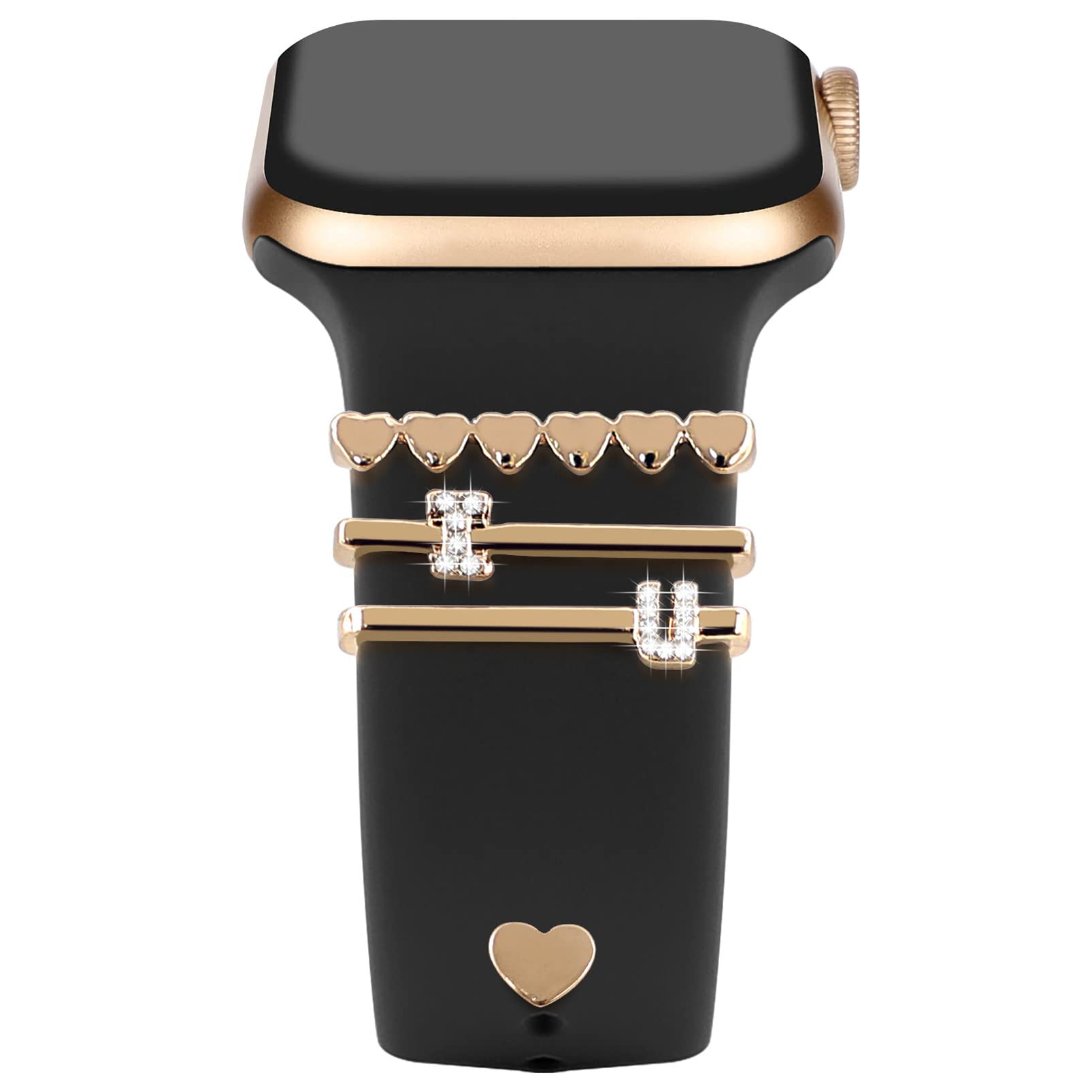 Watch Band Charms Compatible for Apple Watch Series 8 7 6 5 4 3 2 1 Decorative Ring Loops Metal Shiny Accessories Smartwatch Accessories for iwatch 45mm 44mm 42mm 41mm 40mm 38mm
