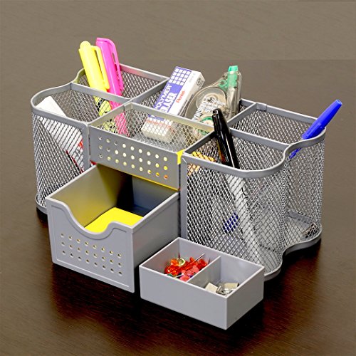 DecoBros Desk Supplies Organizer Caddy, Silver Pricepulse