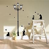 Soledi Wall Sticker Lamp 4 Cat Bird Removable Drawing Room Home Workplace Black Street Light Lamp
