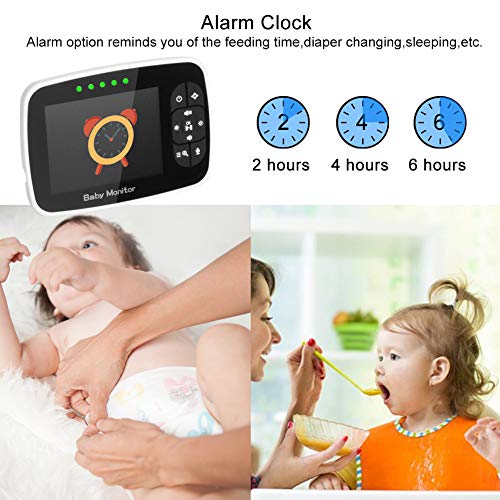 2.4GHz Video Baby Monitor with Camera 3.5 inch Color LCD Screen HD Remote Monitor Pan Tilt Zoom Two-Way Talk Infrared Night Vision Two Way Audio Temperature Display Lullaby with Wall Mount - Thumbnail 2