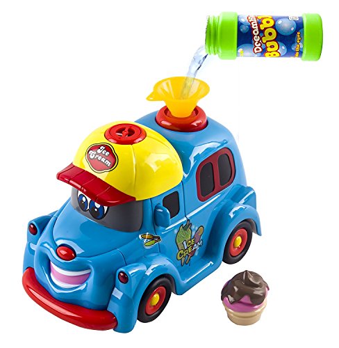 Bubble Blowing Ice Cream Truck Toy for kids toddlers Battery Operated Toy Ice Cream Truck Car w/ Lights & Sound Music-Comes with Bubbles - Thumbnail 2