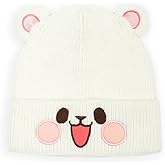 Milkmochabear Milk Mocha Face Beanie - Cute Warm Knit Cuff Beanie Hat Cap for Women and Men with Embroidered Character Face