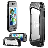 Wiitin Rugged Protective Case for Nintendo Switch 2017, Heavy Duty Shock-Absorption Protection Cover Case with Snap-On Design - Black