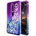 Nokia 6.1 Case, Nokia 6 2018 Case, (NOT for Nokia 6 2017) NageBee Glitter Liquid Quicksand Waterfall Floating Flowing Sparkle Shiny Bling Diamond Shockproof Girls Cute Case -Purple/Blue
