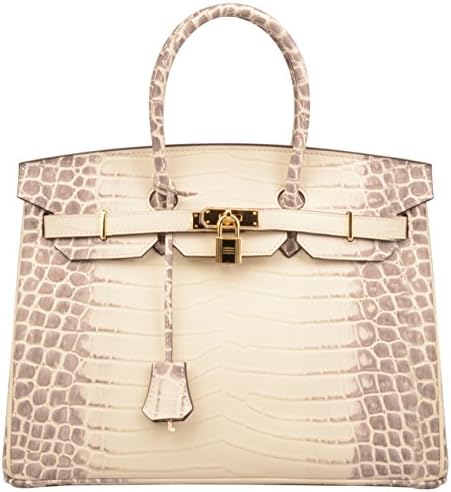 Ainifeel Women's Patent Leather Crocodile Embossed Handbags Top Handle Purse