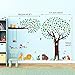 DECOWALL DA-1312P1410 Large Tree with Animal Friends and Branch with Owls Kids Wall Decals Wall Stickers Peel and Stick Removable Wall Stickers for Kids Nursery Bedroom Living Room