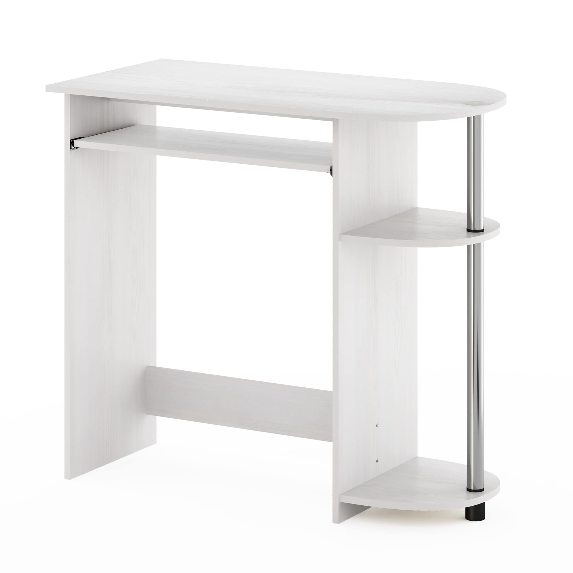 Furinno Computer Desk, Engineered Wood, White Oak/Stainless Steel, 80 (W) x 73 (H) x 40 (D) cm
