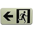 Exit LEFT Sign - Photoluminescent NFPA DOB Compliant Sign, Glow in The Dark, TCO Inspection Certified - by GDS (8"W x 4"H)