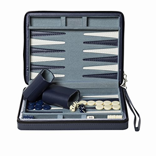 WE Games Blue Magnetic Backgammon Set with Carrying Strap - Travel Size