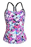Charmleaks Womens Push Up Rash Guard Swimsuits Tankini Tops Swimwear