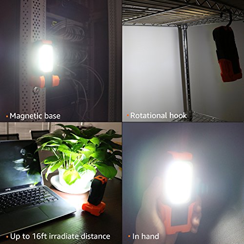 TORCHSTAR Portable LED Work Light, Hanging Hook & Flashlight