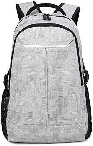 HAPPYTIMEBELT Double Zipper Simple Style Lightweight School Backpack Student Book Bag(Light Grey)