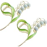 2Pcs Lily of The Valley Flower Hair Clips,Orchid Hair Clamps,Flowers Metal Hairpin,Lily Flower Jaw Clamp Hair Styling Hair Accessories for Thick Thin Hair Clips and Barrettes Hair Accessories