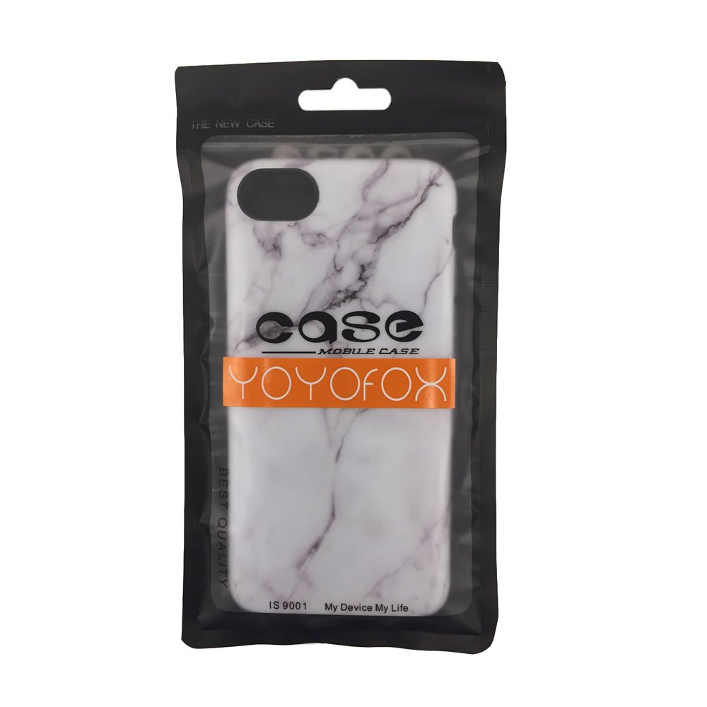 Iphone 7 Case, YOYOFOX Full Print IMD Anti-Scratch Shock Proof Anti Finger Print Flexible TPU Gel Case for iPhone 7 4.7 inch Display (White Marble)