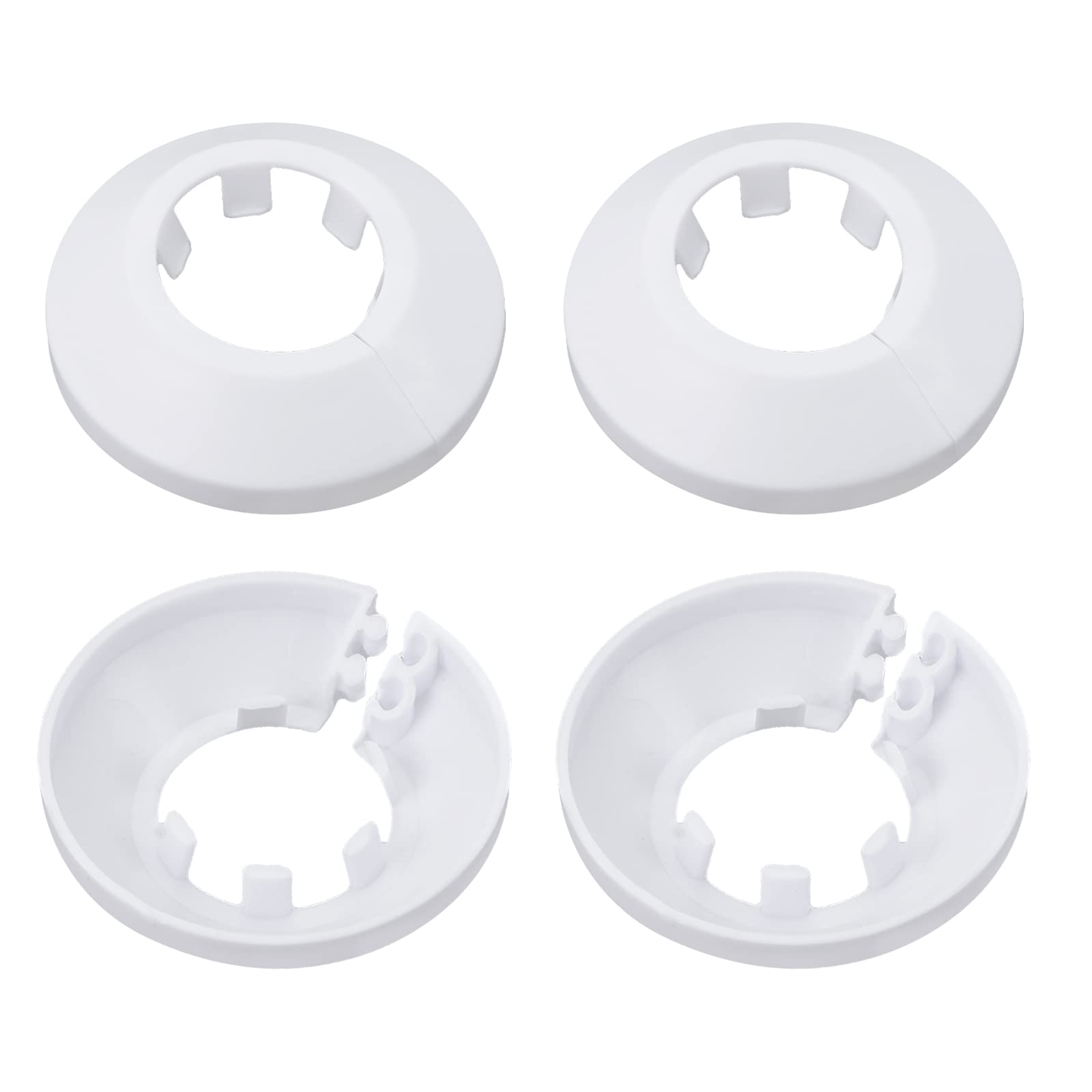 DTGN 55x13mm(DxT) Pipe Cover Decoration - 4Pack - Good for Bathroom Kitchen 25mm Dia Pipe - PP Plastic Escutcheon - White