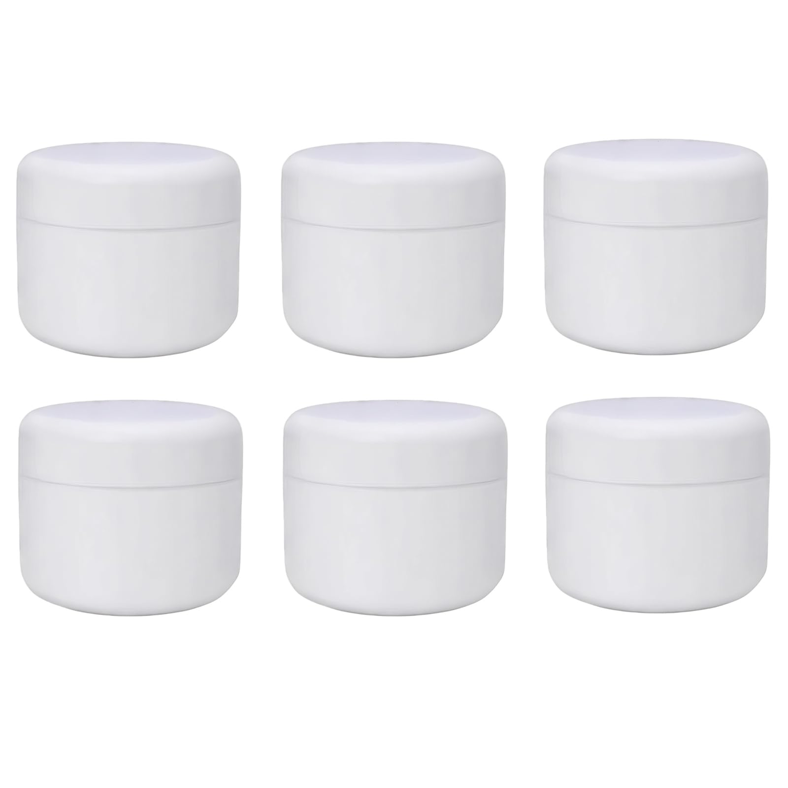 6PCS 250ml/8oz Refill White Plastic Makeup Cosmetic Container with Dome Screw Lid and PP Liner Travel Sample Packing Storage Holder Case Eye Shadow Cream Lotion Lip Balm Dispenser DIY Beauty Tool