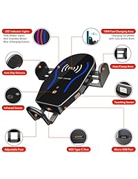 Qi   Soporte inalámbrico para teléfono móvil, con abrazadera de carga automática, para iPhone Xr Xs X Max 8 Plus, Samsung S10 S9 Plus