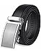 Vbiger Men's Leather Belt Sliding Buckle 35mm Ratchet Belt Black (42