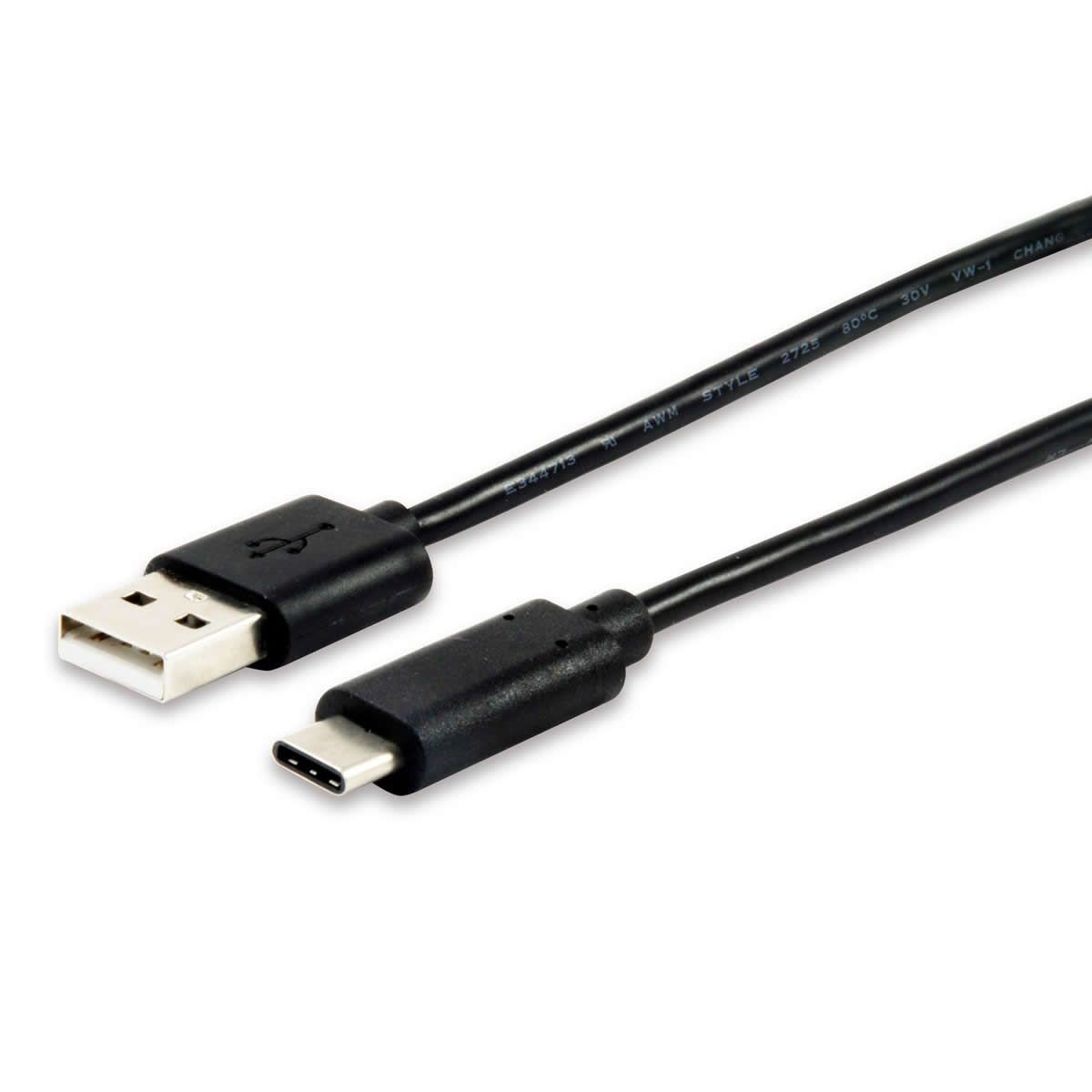 Equip 12888107 1 m USB A USB C Black USB Cable – USB Cables (USB A, USB c, Male/Male, Straight, Straight, Nickel)