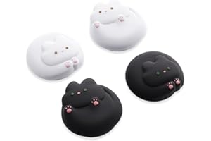 GeekShare Joystick Caps Compatible with Switch 2 - Anti-Slip Thumb Grip Caps - Silicone Analog Cover Thumbstick Grips for Switch 2025, Black & White Kittens