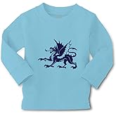 Kids Long Sleeve T Shirt Dragon Cotton Boy & Girl Clothes Funny Graphic Tee Light Blue Design Only 4T