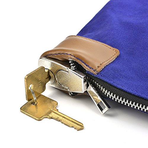 Security/Night Deposit Bag with 2 keys, Locking Bank Bag Canvas 11 x 8-1/2 Inches, Blue