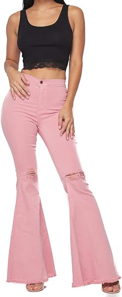 vibrant bell bottom jeans