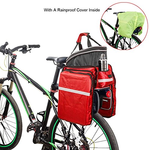 HSTYAIG Bicycle Pannier Outdoor Waterproof Multi- Function Portable Bicycle Pack Bike Pannier Rack Panniers Rear Seat Trunk Bag (Red) - Thumbnail 5