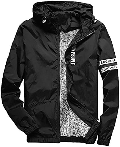 Homaok Men's Lightweight Breathable Jacket Small Fleence Black