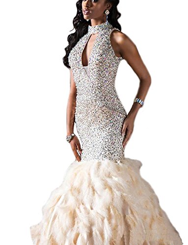 strapless open back dress Light Blue Sequin Feather Strapless Long Formal Dress with Slit – Modsele main image 0