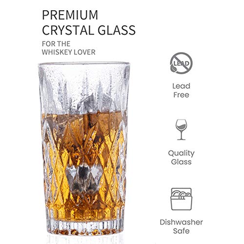 Amisglass Whisky Gläser 4er Set, Bleifrei Kristallgläser als Wassergläser & Longdrinkgläser, Gin Gläser Set 350ml… – Bild 3