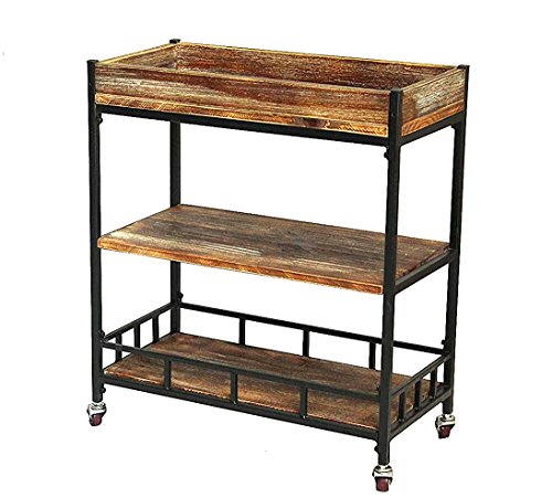 Diwhy Industrial 3 Tier Rolling Utility Storage Cart Wine Beverage Rolling Wood and Metal Wine Rack with Wheels Kicthen Bar Dining Room Tea Wine Holder Serving Cart
