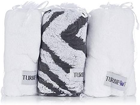 Turbie Twist Animal Print Cotton Turbie Twist Hair Towels (Set of 3) - Zebra