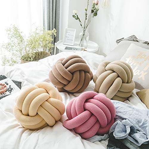 PinShang Handmade Decorative Knotted Ball Shape Throw Pillow Cushion Camel ash 25~30cm in Diameter - Thumbnail 2