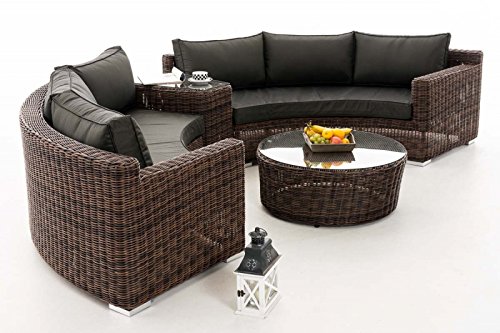 HomeStylist Gartengarnitur Polyrattan Eckbank Marvina Anthrazit, Braun – Bild 5