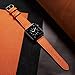 MARGE PLUS Compatible with Apple Watch Band 44mm 42mm 40mm 38mm, Genuine Leather Replacement Band for iWatch Series 6 5 4 3 2 1, SE (Orange/Silver, 40mm/38mm)