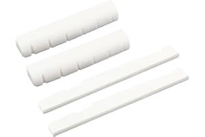 Hordion 4Pcs Bone Guitar Nut and Saddle Kit - 48mm Guitar Nut - 76mm Bone Saddle - Real Bone Acoustic Guitar Parts, Acoustic Guitar Nut, Acoustic Guitar Bridge Saddle for Acoustic Guitar Replacement