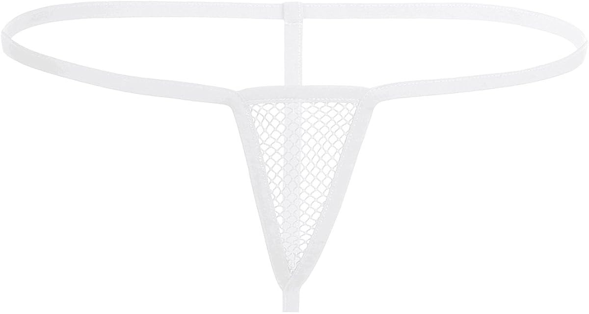 Freebily Women's Lingerie Fishnet Knickers G-string Bikini Micro Thong Underwear White One Size: Clothing