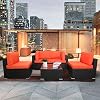EXCITED WORK 5PCs Patio PE Rattan Sectional Sofa, Outdoor Wicker Furniture Sets with Washable Couch Cushions & Coffee…