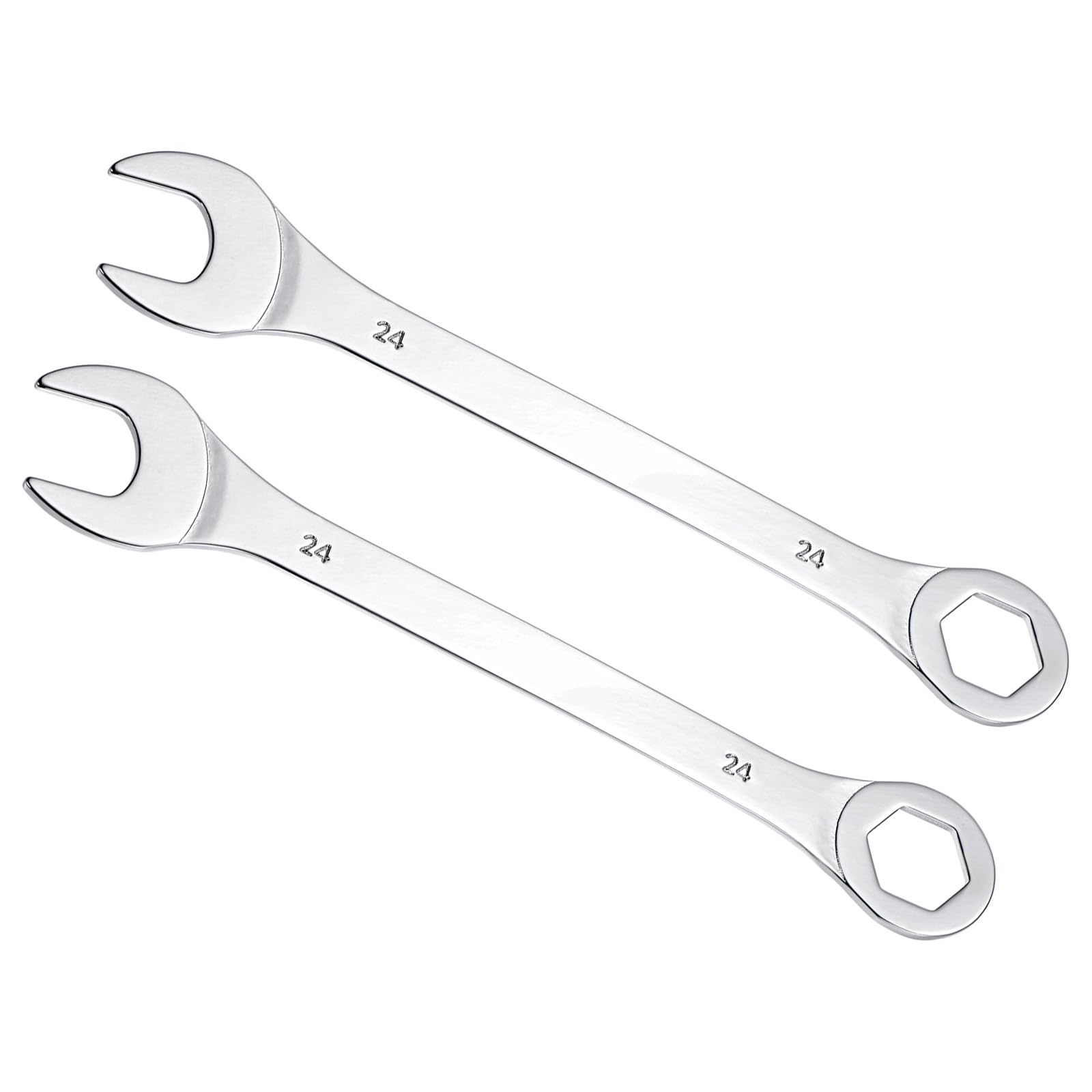 CoCud Combination Wrench, 24mm Metric Box Open End 6-Point Design 15-Degree Offset, Double Ended Box and Open End - (Applications: for Repairs), 2-Pieces