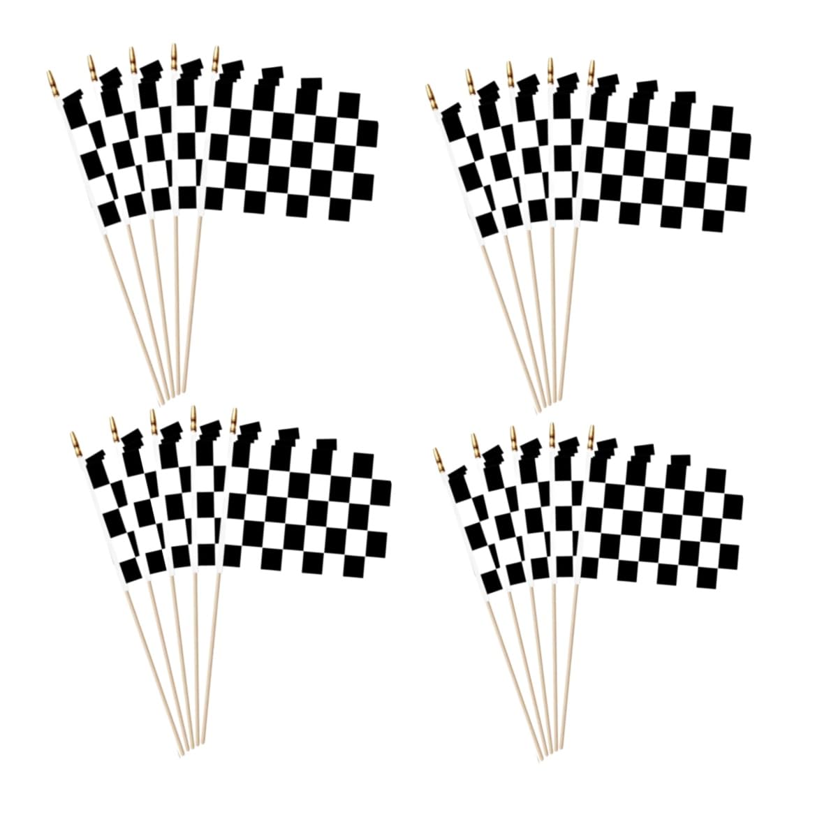 Wooden Sticks-20 Packs Checkered Flag Black and White Checkered Hand Waving Flags Celebration Parade Supplies Race Cheer Waving Flags Garden Party Decoration Motor Racing Theme Decoration (14x21 cm)