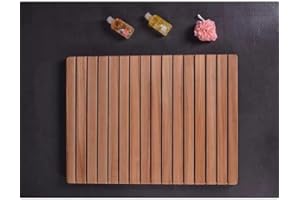 24 28 30 34 38 40 44 inch Teak Solid Wood Shower Floor Mat with Non-Slip Feet and Center Drainage Hole Large Bath Mat for Ind