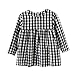 BOBORA Little Kids Baby Girls Long Sleeve Dress White and Black Plaid Skirt