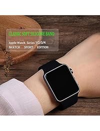 BOTOMALL Compatible con Iwatch Band 1.496 in 1.575 in 1.654 in 1.732 in Classic Silicona Sport Correa de Reemplazo Pulsera para Iwatch Todos los Modelos Serie 4 Serie 3 Series 2 Series 1 S M M L